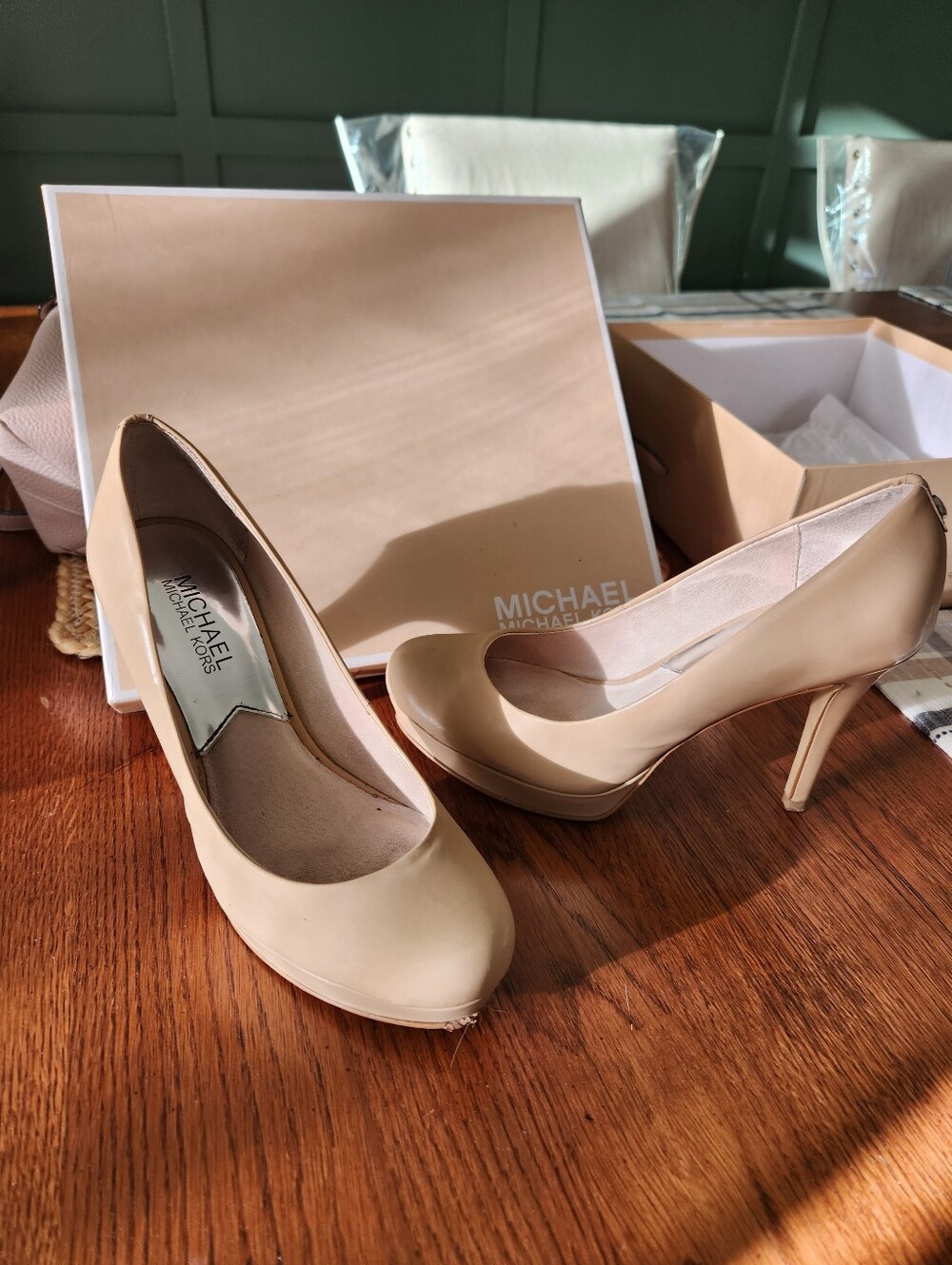 Michael Kors Nude Patent Platform Pumps